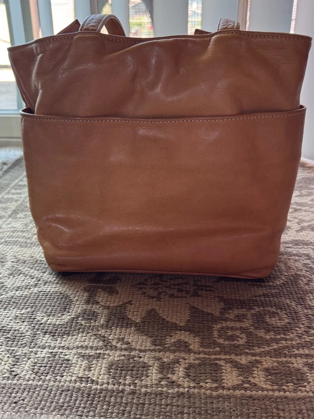 J.Duren Leather Hobo Tote in Tan